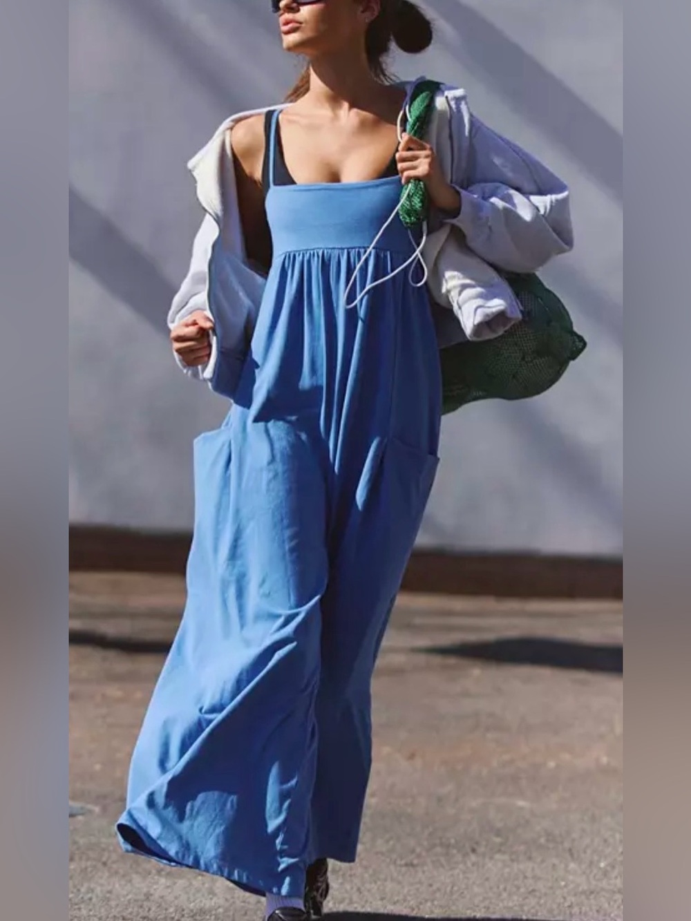 NWT FREE PEOPLE MOVEMENT HOT SHOT STRAPPY ONESIE JUMPSUIT LIGHT COBALT - Picture 4 of 4